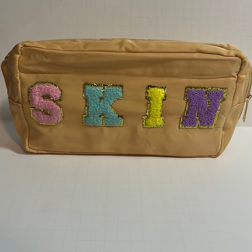Decorated Beige “Skin” Makeup and Accessories Bag